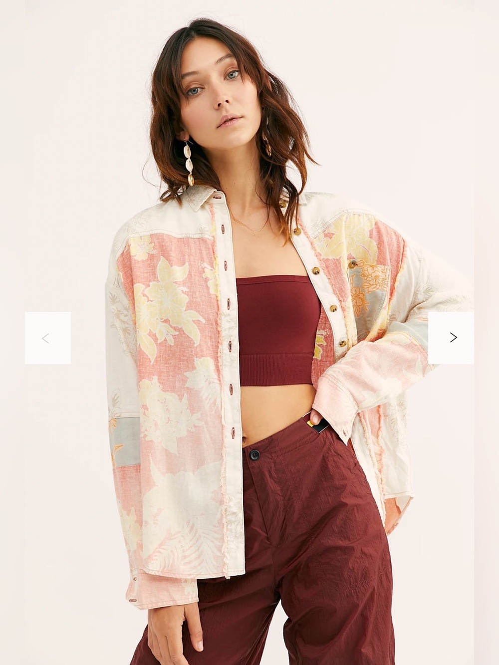 $128 Free People We The Free Chasing Waves Buttondown Shirt M Perpetual Sunset